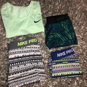Nike Bundle- XS shorts/ S Shirt/ 2 S leggings
